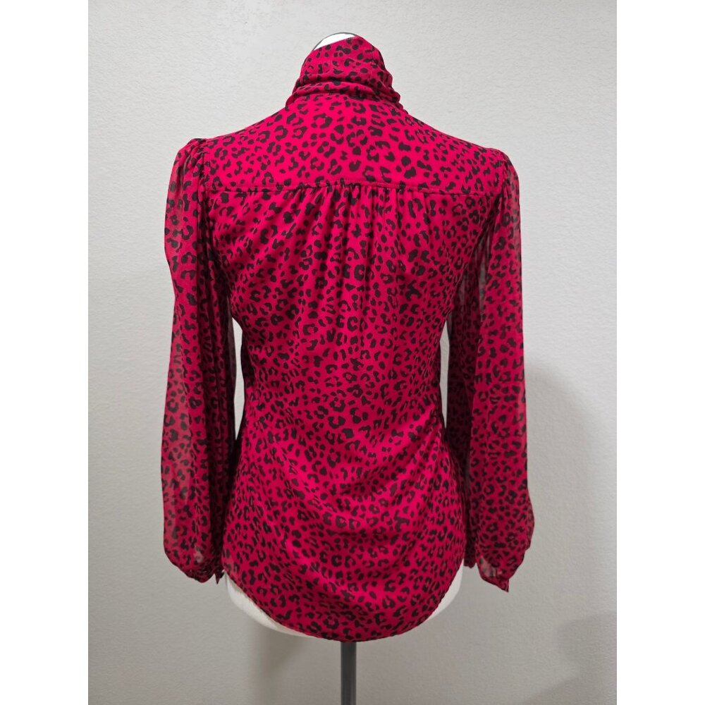 Chicos Red Leopard Print Button-Down Blouse With … - image 2